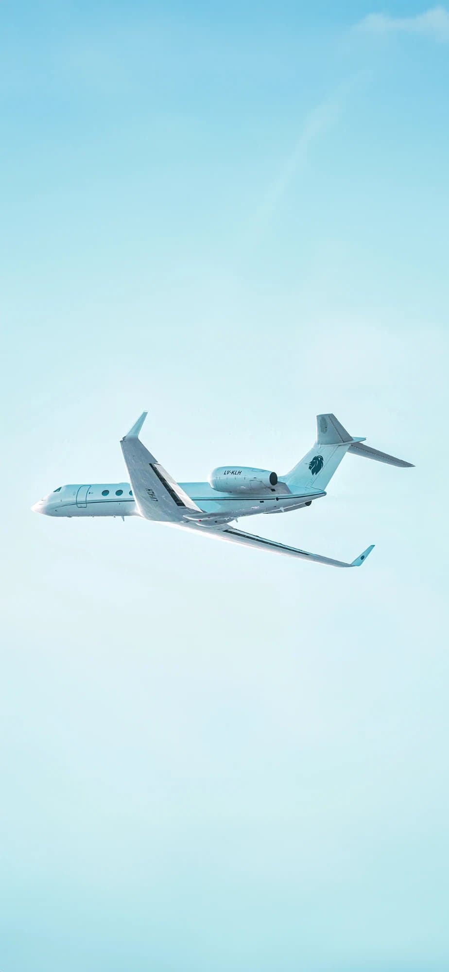 Gulfstream V LV-KLH de Flyzar en vuelo, sobre un cielo celeste