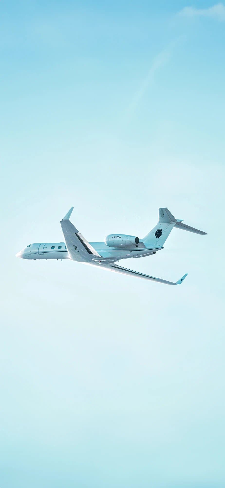Il Gulfstream V LV-KLH di Flyzar in volo nel cielo azzurro